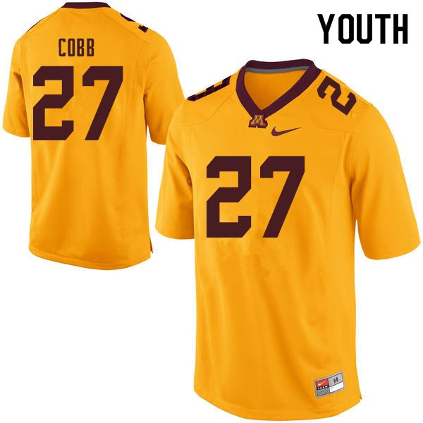 Youth #27 David Cobb Minnesota Golden Gophers College Football Jerseys Sale-Gold - Click Image to Close